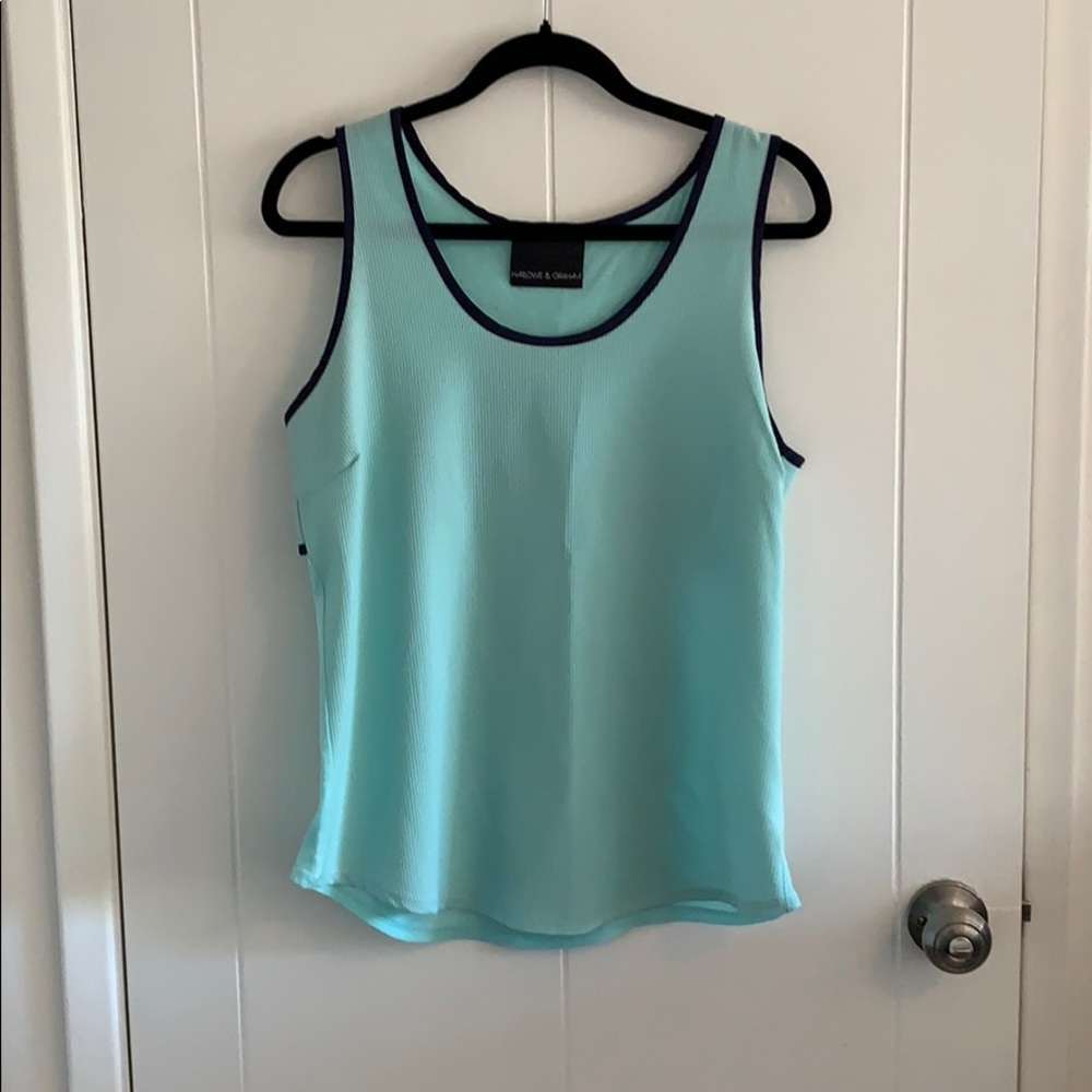 Tank blouse and contrast trim
